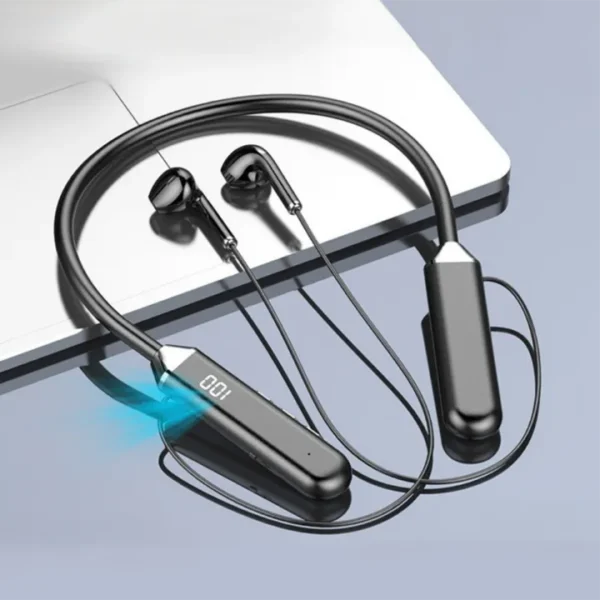 badgeWireless Bluetooth5.2 Earphone Sport Handfree Call Headset with Mic Neck Hanging Bluetooth Earbuds Noise Cancelling Headphones