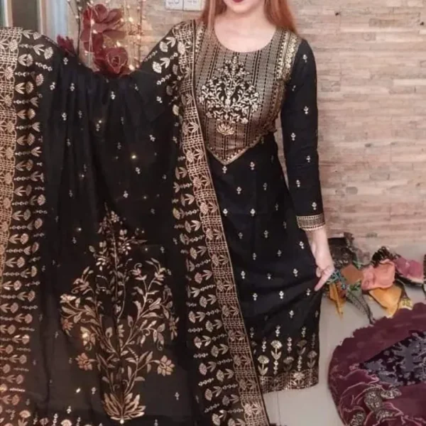 Unstitch Cotton Three piece for women screen Printed Shalwar Kameez orna 3 pieces